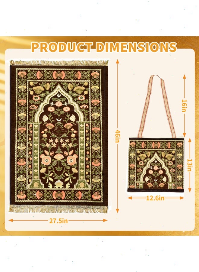 Foldable Prayer Mat Set with Storage Shoulder Bag, Islamic Prayer Mat for Ramadan Gift and Travel - Image 3